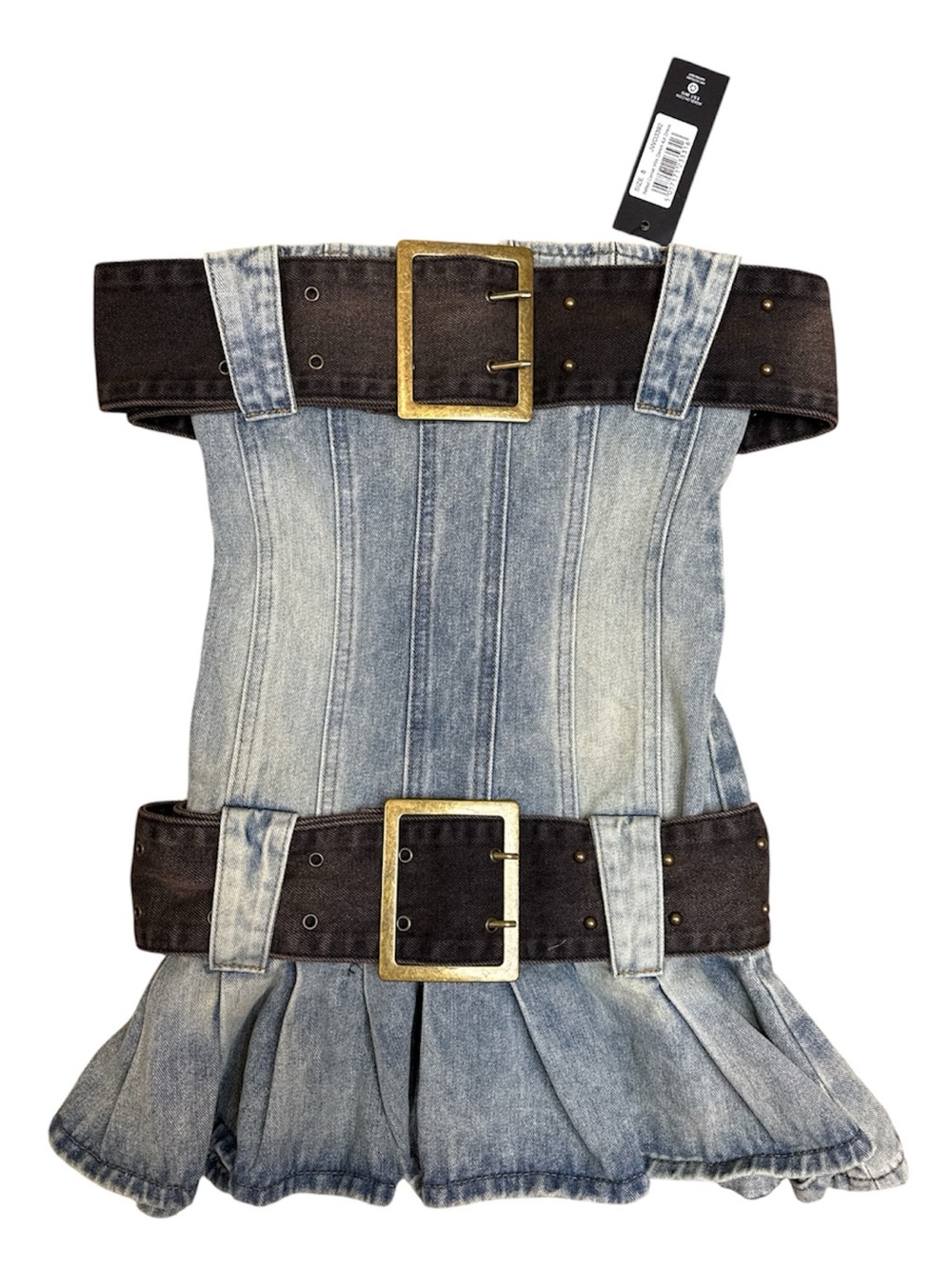 NWT $155 JADED LONDON Chelsea Denim Kilt Mini Dress US Size 4 - Picture 5 of 7